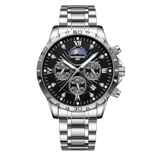 腕時計 メンズ クォーツクロノグラフ 3気圧防水 おしゃれ うて時計 メンズ ブランド 人気 ビジネス シンプル 日付 蓄光 ステンレスバンド 男性 社会人 就活 記念日 誕生日 定番 ギフト スーツ wrist watch for men (シルバーブラック)